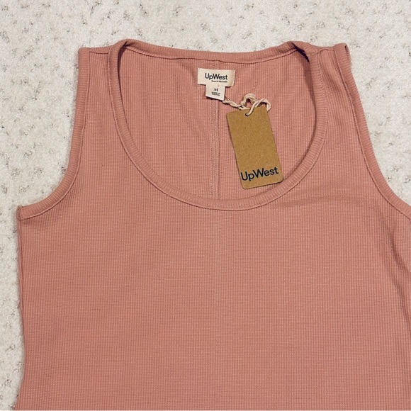 UpWest Ribbed Scoop Neck Tank Top NEW Womens Medium Dusty Rose Mauve Summer Gift - Picture 6 of 7